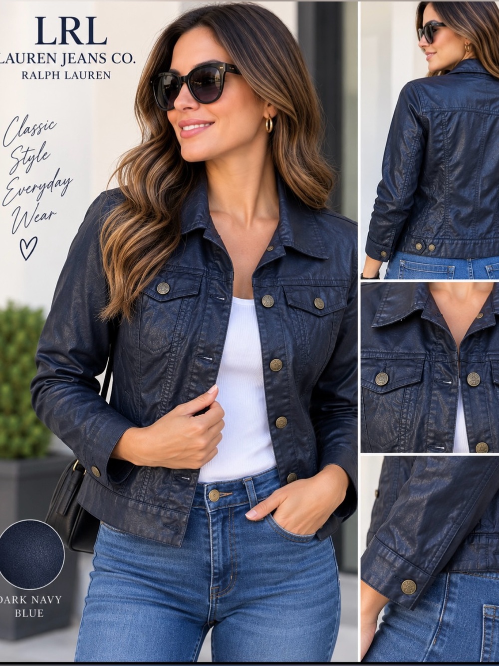 Ralph Lauren Women’s Dark Navy Blue Denim Jacket Size Medium